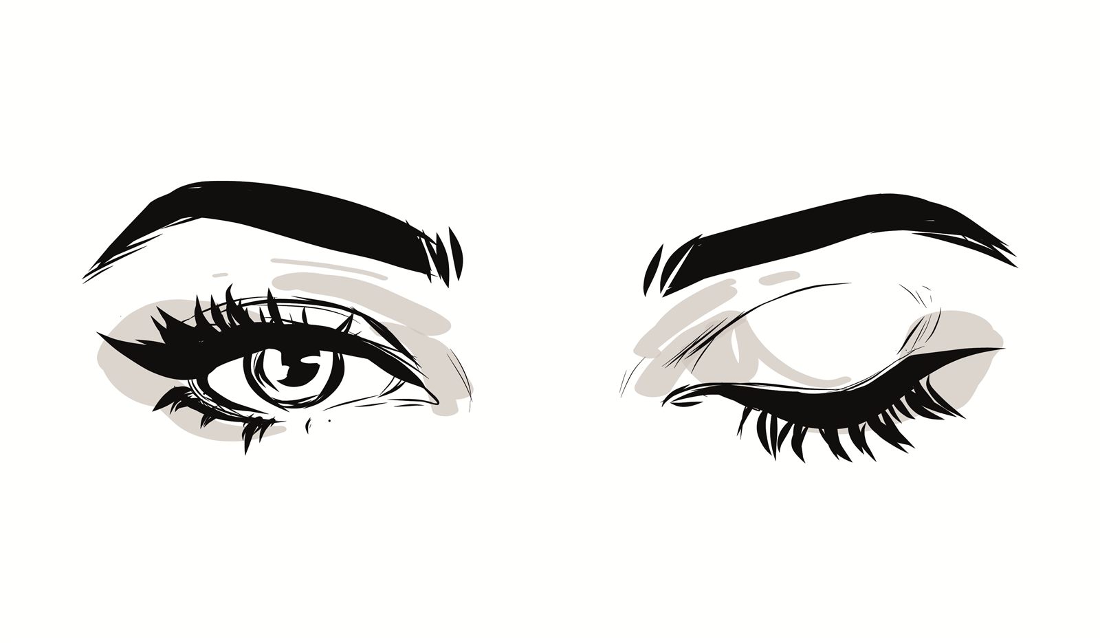 Winking eyes line drawing