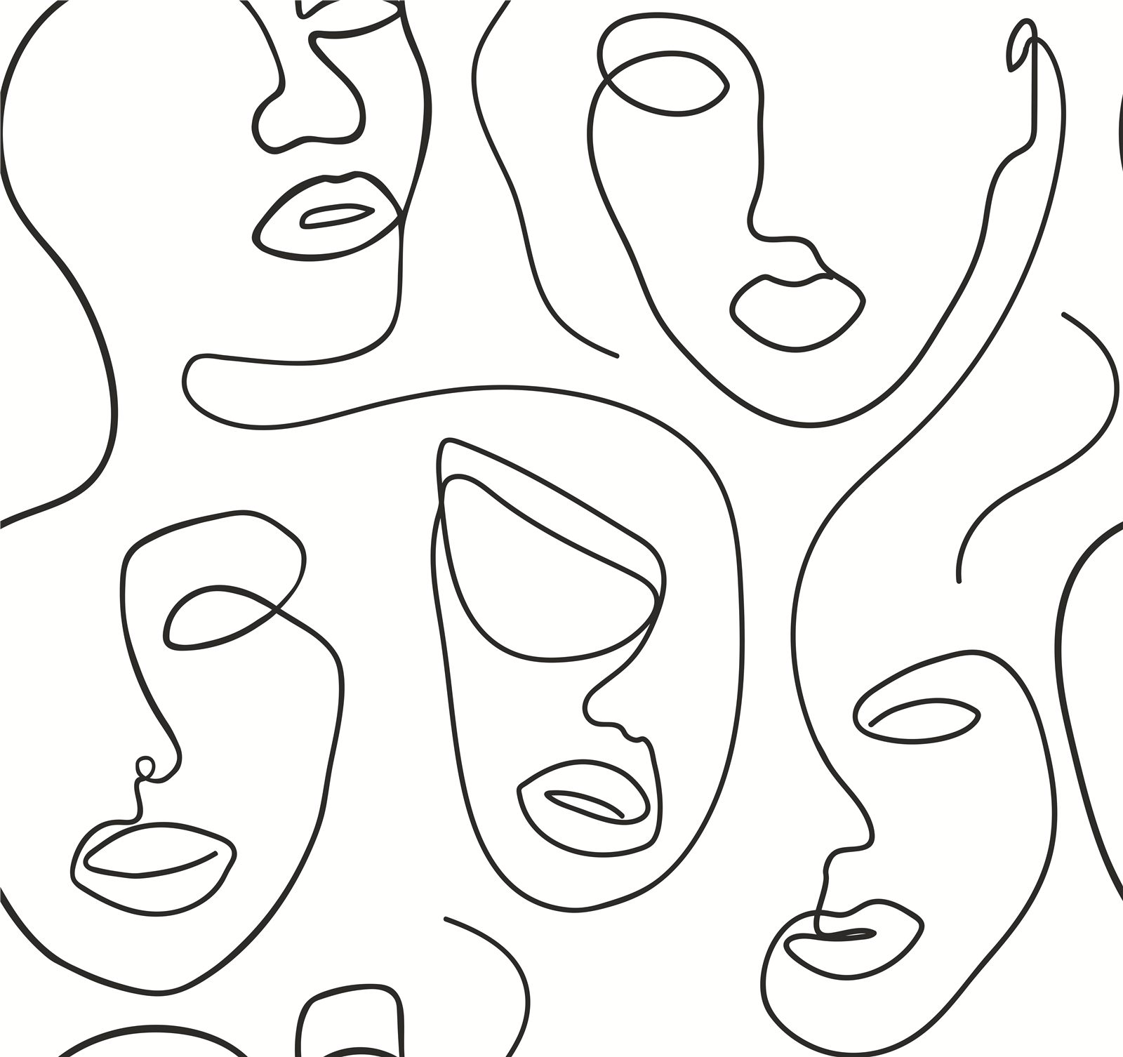 Line drawing of faces